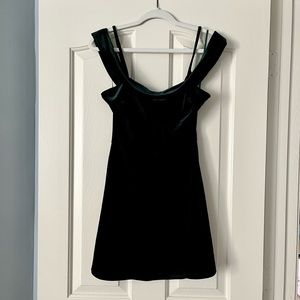 Lulu’s hunter green velvet skater dress XL